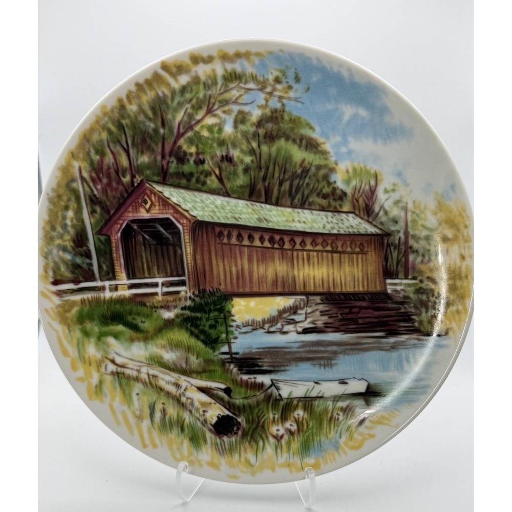 VTG Covered Bridge Ceramic Plate CARDEE WEST Roseburg, OR Wall Hanging Art Decor